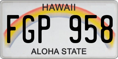 HI license plate FGP958
