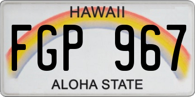 HI license plate FGP967
