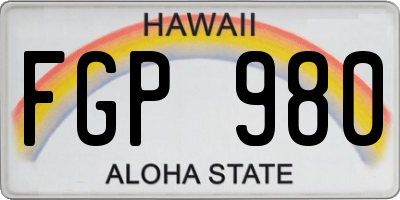 HI license plate FGP980
