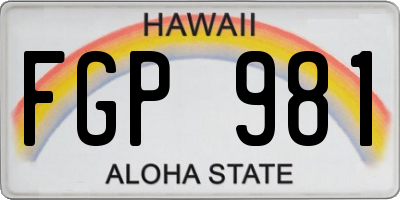 HI license plate FGP981