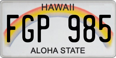 HI license plate FGP985