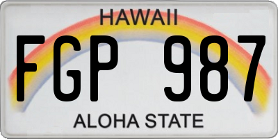 HI license plate FGP987