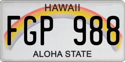 HI license plate FGP988