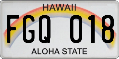 HI license plate FGQ018
