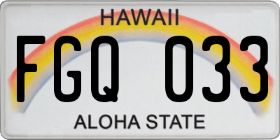 HI license plate FGQ033