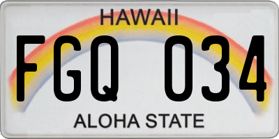 HI license plate FGQ034