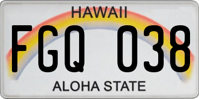 HI license plate FGQ038