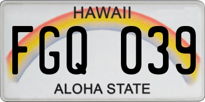HI license plate FGQ039