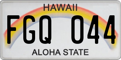 HI license plate FGQ044