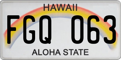 HI license plate FGQ063