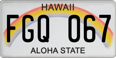 HI license plate FGQ067