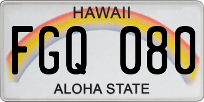 HI license plate FGQ080