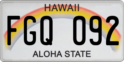HI license plate FGQ092