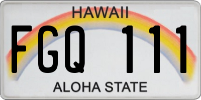 HI license plate FGQ111