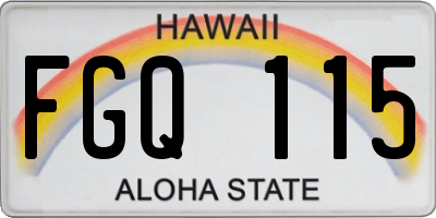 HI license plate FGQ115