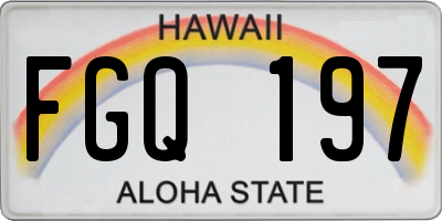 HI license plate FGQ197