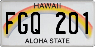 HI license plate FGQ201