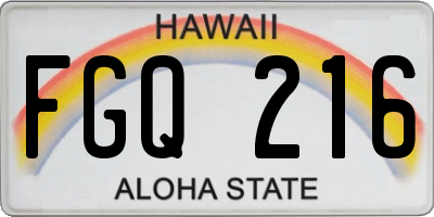 HI license plate FGQ216