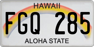 HI license plate FGQ285