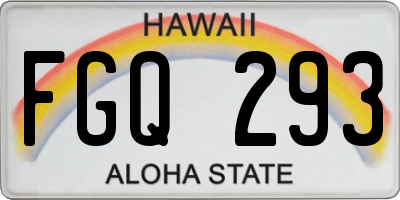 HI license plate FGQ293