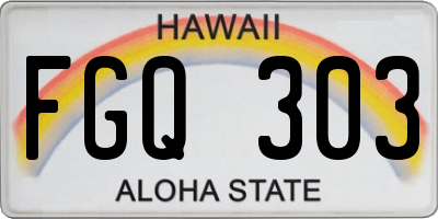 HI license plate FGQ303