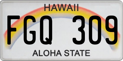 HI license plate FGQ309