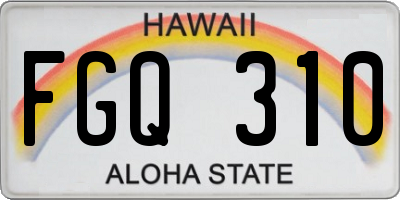 HI license plate FGQ310