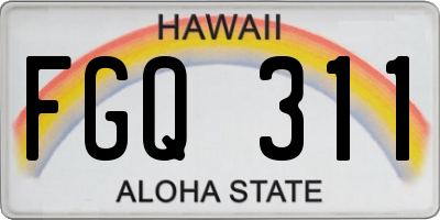 HI license plate FGQ311