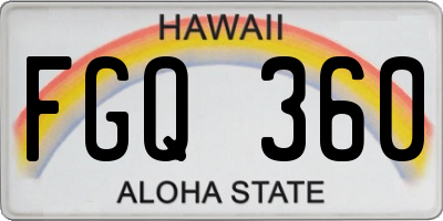 HI license plate FGQ360