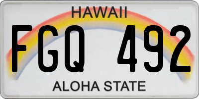 HI license plate FGQ492