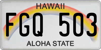 HI license plate FGQ503