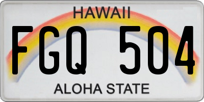 HI license plate FGQ504