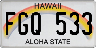 HI license plate FGQ533