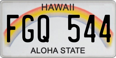 HI license plate FGQ544