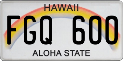 HI license plate FGQ600