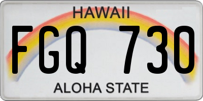 HI license plate FGQ730