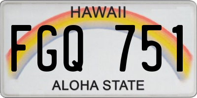 HI license plate FGQ751