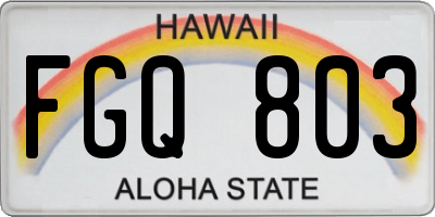 HI license plate FGQ803