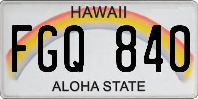 HI license plate FGQ840