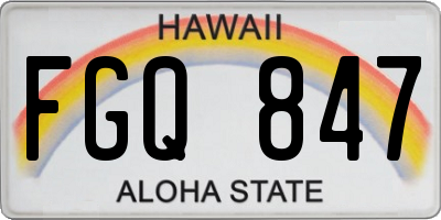 HI license plate FGQ847