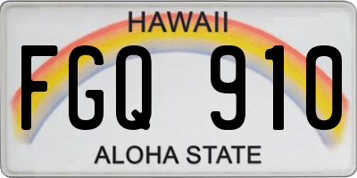 HI license plate FGQ910