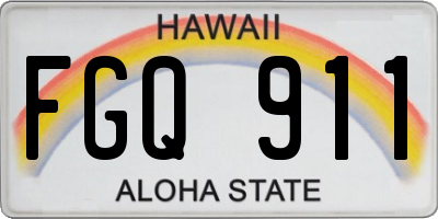 HI license plate FGQ911