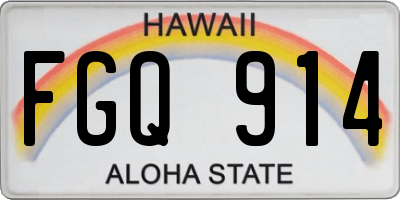 HI license plate FGQ914