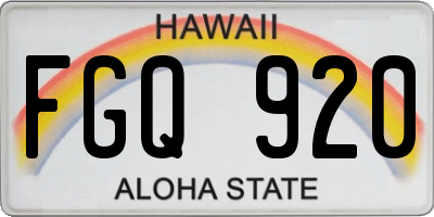 HI license plate FGQ920