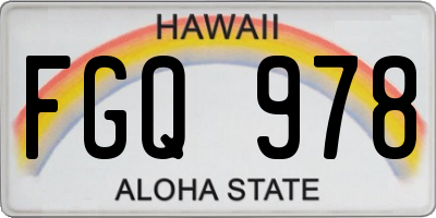 HI license plate FGQ978