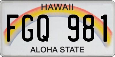 HI license plate FGQ981