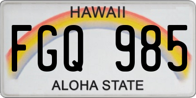 HI license plate FGQ985