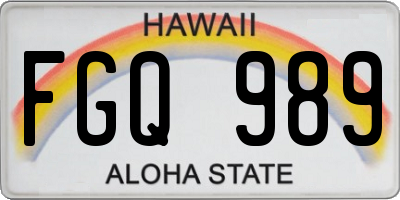 HI license plate FGQ989