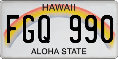 HI license plate FGQ990