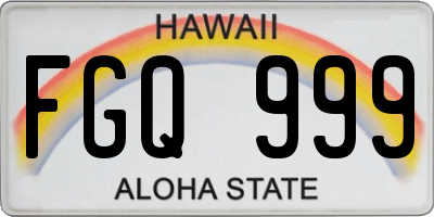 HI license plate FGQ999